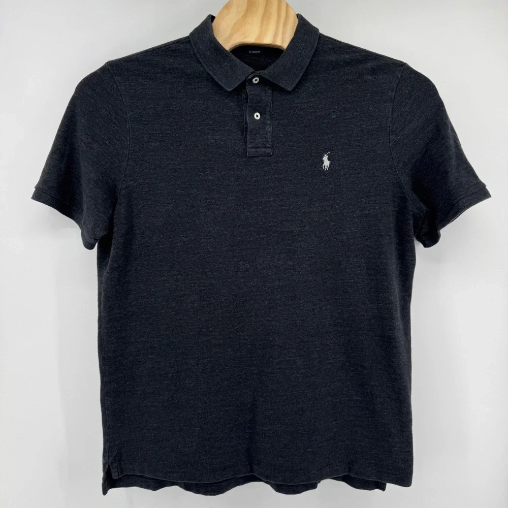 Polo Ralph Lauren Mens XL Classic Fit Short Sleeve Polo Shirt Charcoal Cotton